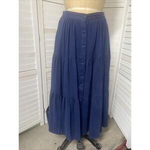 80s 90s 1849 Authentic Ranchwear Blue Women's Tiered Skirt Cowgirl XS Cotton